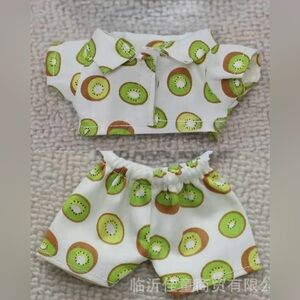 Cute Kiwi Print Labubu Shirt & Shorts Set